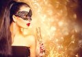 model woman wearing venetian mask Royalty Free Stock Photo