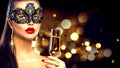 model woman wearing venetian masquerade mask Royalty Free Stock Photo