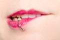 Mouth with Labret Piercing Royalty Free Stock Photo