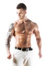 muscular fitness model with tattooed torso Royalty Free Stock Photo