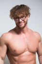 muscular male model wearing in glasses Royalty Free Stock Photo