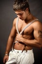 muscular shirtless young man Royalty Free Stock Photo