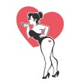 overweight pin up girl on heart background