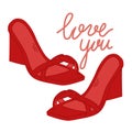Sexy pair of red shoes vector illustration for Valentine\'s Day. \
