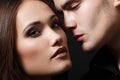 passion couple, beautiful young female and male faces close