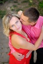 passion couple, beautiful young man and woman closeup Royalty Free Stock Photo