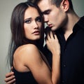 passion couple, beautiful young man and woman closeup Royalty Free Stock Photo