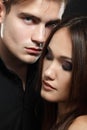 passion couple, beautiful young man and woman closeup Royalty Free Stock Photo