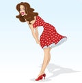 pin-up in a polka dot dress vector cartoon