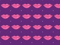 pink lips pattern background with polka dots