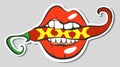 pop art lips with pepper and xxx lettering, vector illustration, simply editable EPS 10