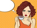 pop art woman with coffee cup Royalty Free Stock Photo