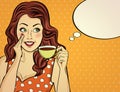 pop art woman with coffee cup Royalty Free Stock Photo
