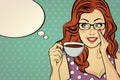 pop art woman with coffee cup Royalty Free Stock Photo