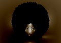 Sexy portrait of African American Woman, dark skin female face with beautiful traditional black Afro curly hair style, vector i Royalty Free Stock Photo