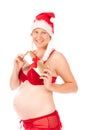 pregnant woman as Santa