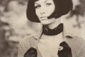 pretty young woman lady girl hair bob retro vintage sepia