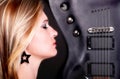 profile face girl and Guitar Woman Royalty Free Stock Photo