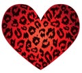 Sexy red heart with leopard print pattern