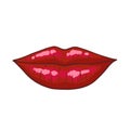 Sexy red lips icon isolated on white background. Beautiful womans an air kiss with glossy lipstick. Fashion vector illustration Royalty Free Stock Photo