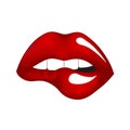 Sexy red lips isolated on white background, illustration Royalty Free Stock Photo