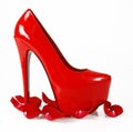 red shoes and rose petals Royalty Free Stock Photo