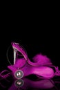 sexy, pink strappy high heel shoes  on a black background Royalty Free Stock Photo