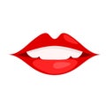 sexy red woman smiling lips cartoon style