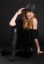 redhead woman in hat Royalty Free Stock Photo