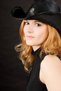 redhead woman in hat Royalty Free Stock Photo