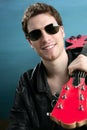 rock man sunglasses leather jacket Royalty Free Stock Photo
