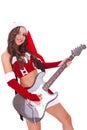 santa playing an electric guitar Royalty Free Stock Photo