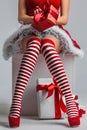 Santa woman legs Royalty Free Stock Photo