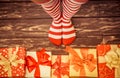 Santa woman legs Royalty Free Stock Photo