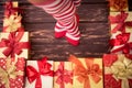 Santa woman legs Royalty Free Stock Photo