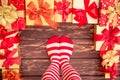 Santa woman legs Royalty Free Stock Photo