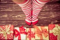 Santa woman legs Royalty Free Stock Photo