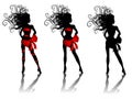 Silhouette Women Wearing Red Bows