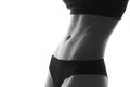 slim fit woman body abs. Muscled abdomen. Sportswear. Isola Royalty Free Stock Photo