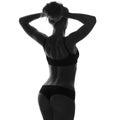 slim fit woman body. Muscled abdomen. Sportswear. Isolated Royalty Free Stock Photo