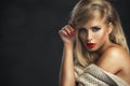 strict woman with red lips Royalty Free Stock Photo