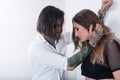 tattooed man touching a young woman Royalty Free Stock Photo