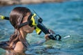 Sexy underwater hunter woman
