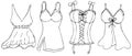 Sexy underwear for woman - negligee, peignoir, corset, vector set of elements in doodle style Royalty Free Stock Photo