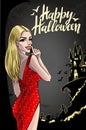 Vampire Lady. Halloween Vector Illustration with layers. Royalty Free Stock Photo