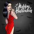 Vampire Lady. Halloween Vector Illustration with layers. Royalty Free Stock Photo