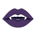 violet female vampire lips. Halloween party character.