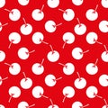 White cherries on red background seamless pattern Royalty Free Stock Photo