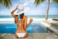 woman in bikini enjoy in tropical resort Royalty Free Stock Photo