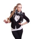 woman in black jacket with bijouterie